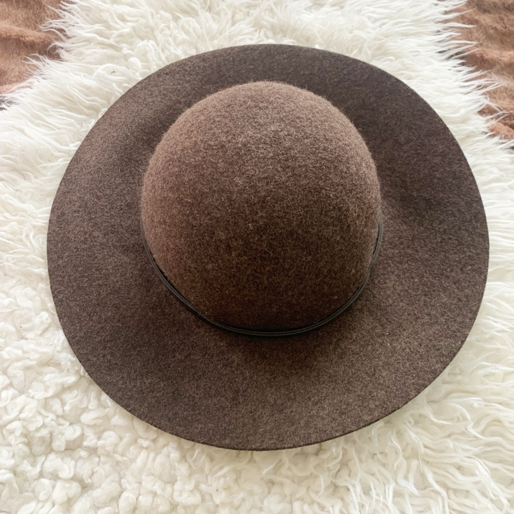 Nordstrom Womens 100% Wool Soft Floppy Hat Dark Brown Rare Color OS - Picture 6 of 8